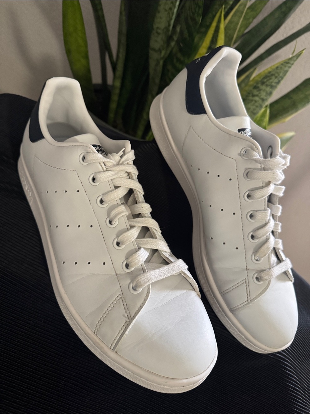 Adidas White Faux Leather Low Top "Stan Smith" Sneakers - Mens Size 10